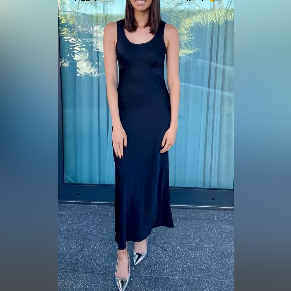 Boutique silk black slip dress